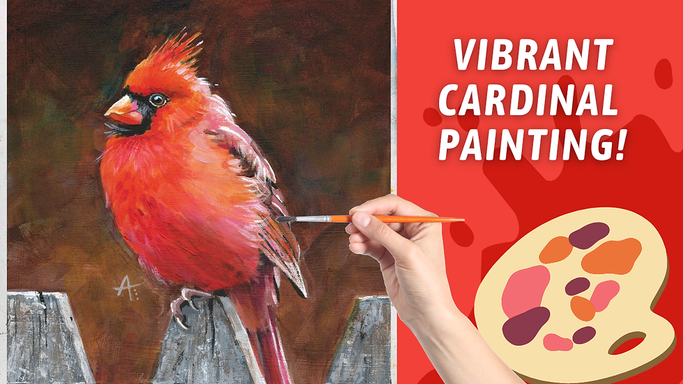 Let's Paint a Gorgeous Red Cardinal! Acrylic Bird Painting Tutorial | Mixing a PERFECT Red!