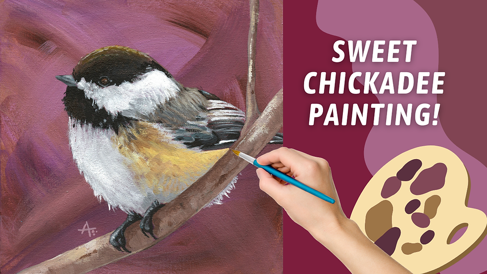 Acrylic Chickadee Painting! ONLY Using Primary Colors! Beginner Bird Painting! EASY Color Mixing!