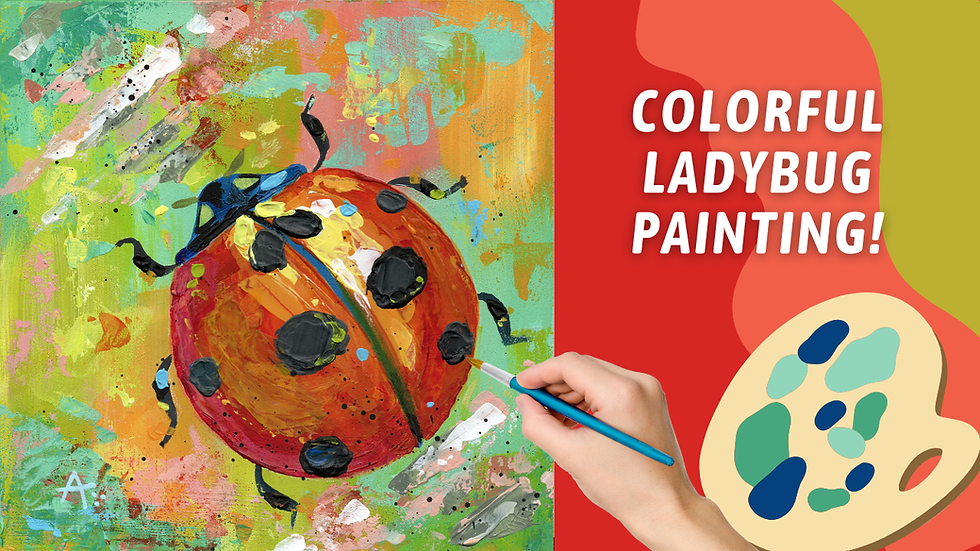 Colorful Palette Knife Ladybug Painting! FUN Acrylic Painting Techniques! Beginner Painting Tutorial
