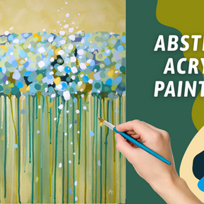 FUN Acrylic Abstract Painting! Using a LIMITED Color Palette! Playing with drips and layering!