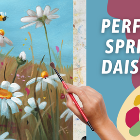 FUN Spring Daisies Acrylic Painting! LEARN How To Paint Faster! Re-Painting SAME Painting! By: Annie Troe