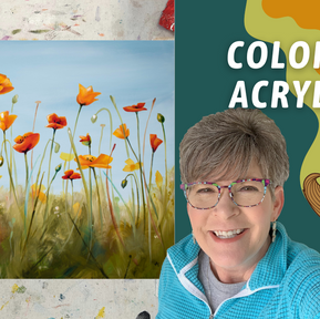 FUN Large Poppy painting! Playing with Grass TEXTURE! By: Annie Troe