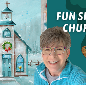 CHURCH With TRACEABLE! Easy Beginner Winter Church Acrylic Painting! By: Annie Troe