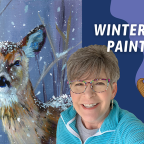 FUN Acrylic Winter Deer! Winter Scene Painting Snow! By: Annie Troe
