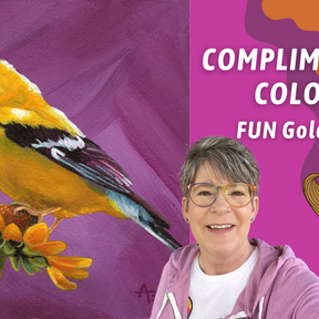 Bright GOLDFINCH Bird! Painting with COMPLIMENTARY COLORS! By: Annie Troe