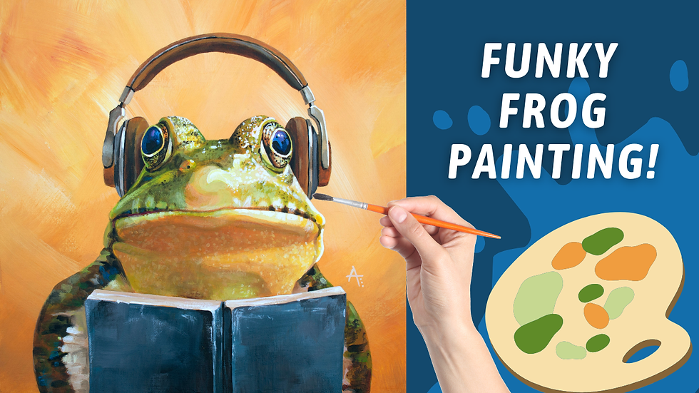 Painting the Cutest Bookworm Frog in Acrylics! Acrylic Painting Tutorial |Whimsical Frog Painting
