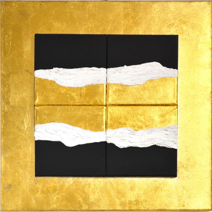 pittura in acrilico e gesso su tela con foglia oro