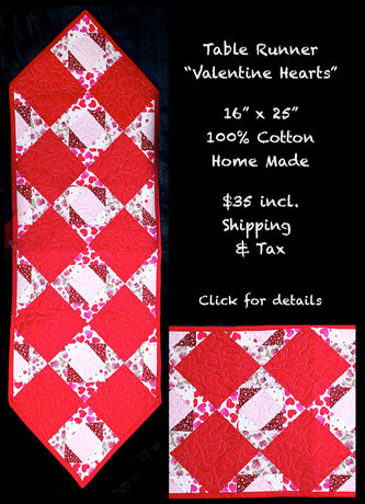 Table Runner Valentine Hearts