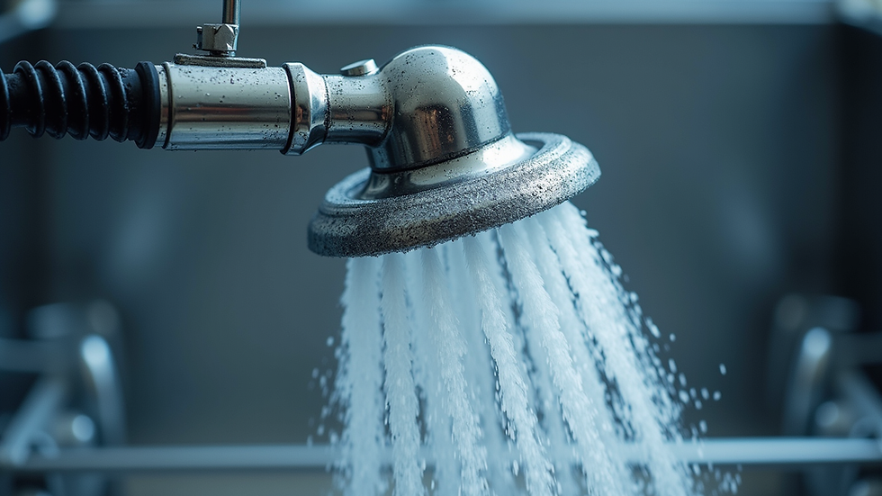 Close-up view of dishwasher spray arm with water jets
