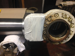 Hydraulic piston rod prepped for hard chrome plating repair