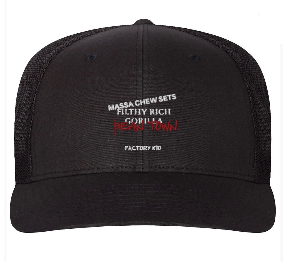 Thumbnail: Filthy Rich Gorilla x Massa Chew Setts ‘ Bean Town hats and t-shirt