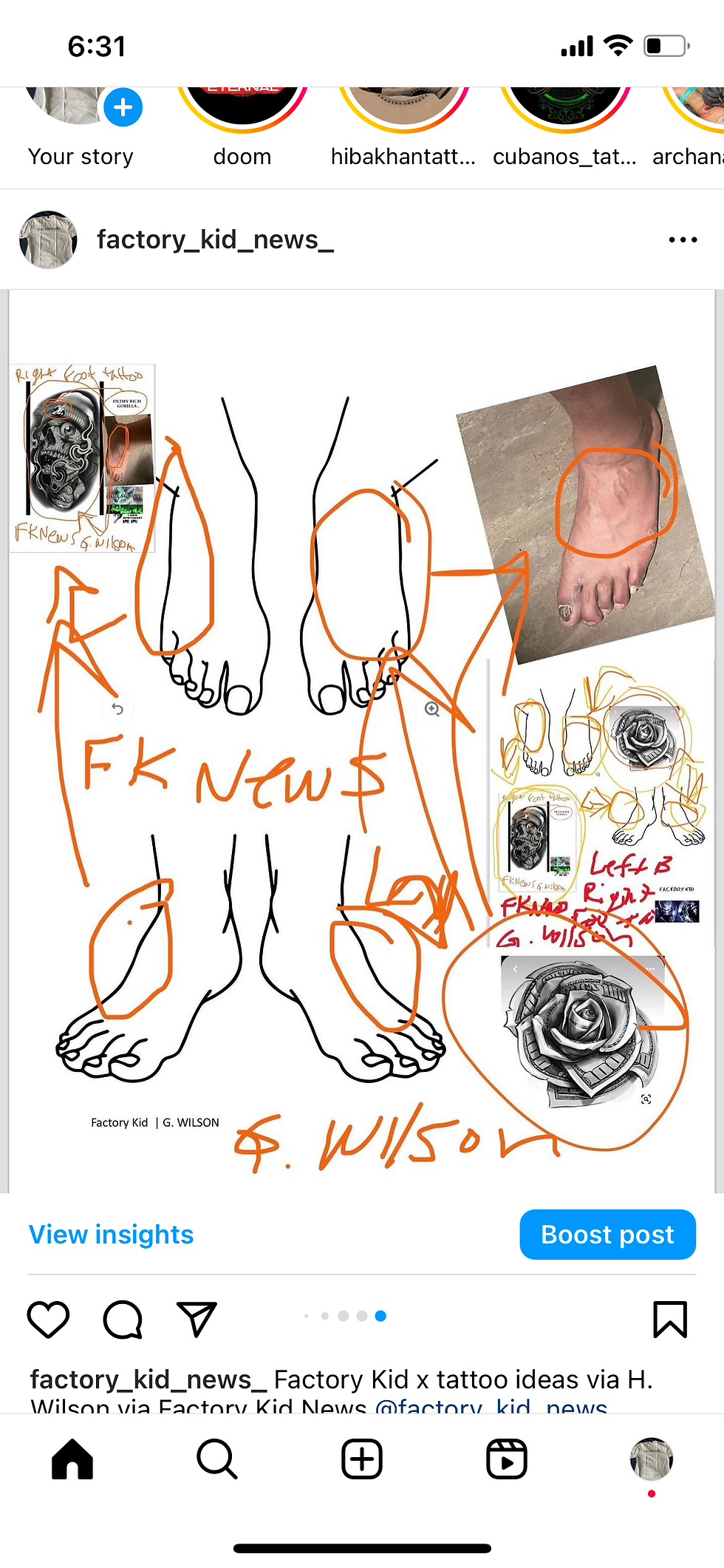 Thumbnail: Factory Kid x tattoo ideas via G. Wilson via Factory Kid via Factory Kid News