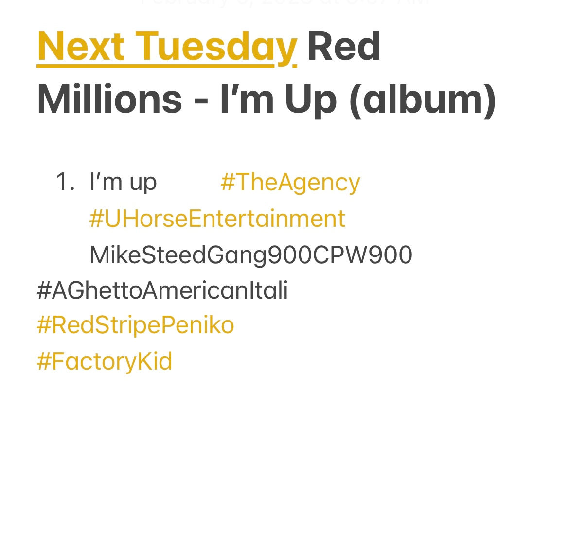 Next Tuesday Red Millions - I’m Up