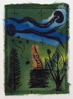 Génesis, Día quinto. Aguafuerte, aguatinta, chine-collé-1994