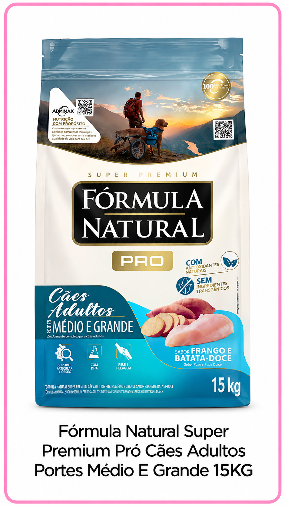 Fórmula Natural Pro cães adultos portes médio e grande 15 kg