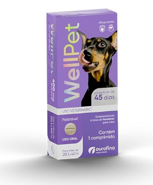 Wellpet Ourofino 400mg antipulgas e carrapatos cães 20,1 a 40 kg
