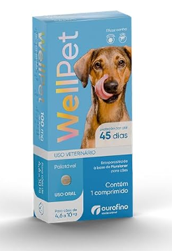 Wellpet Ourofino comprimido antipulgas e carrapatos cães 4,6 a 10 kg