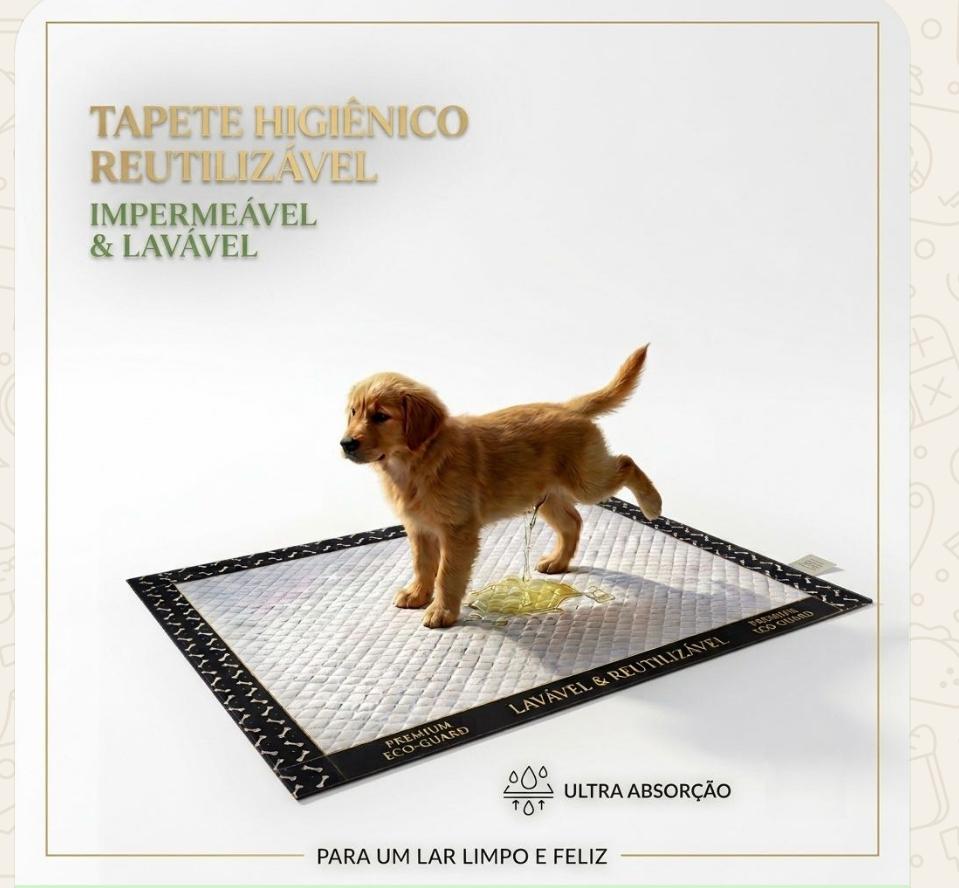 Tapete higiênico reutilizável lavável impermeável para cães 100 por 70 centímetros