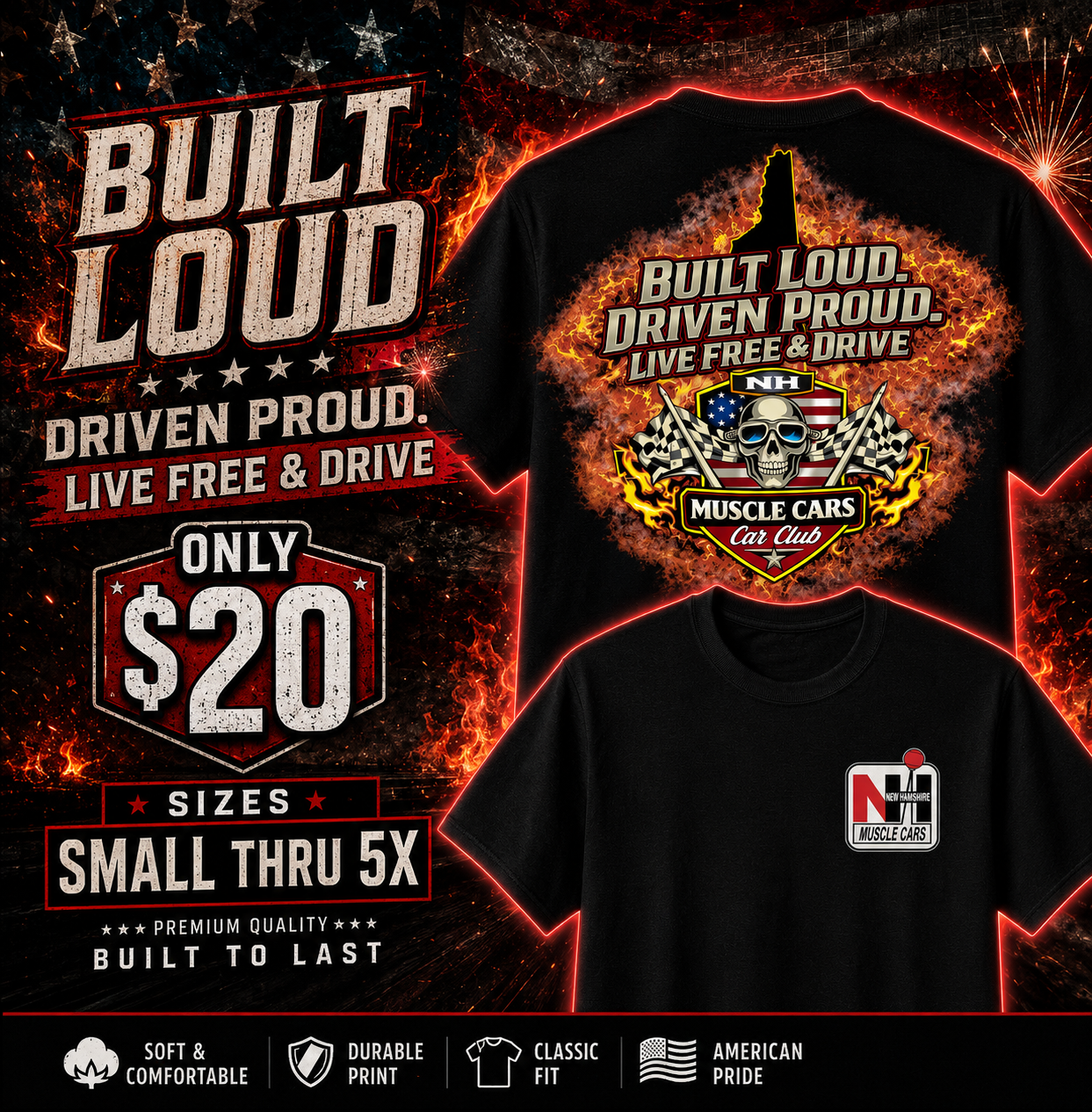 Built Loud. Driven Proud. Black T-shirt