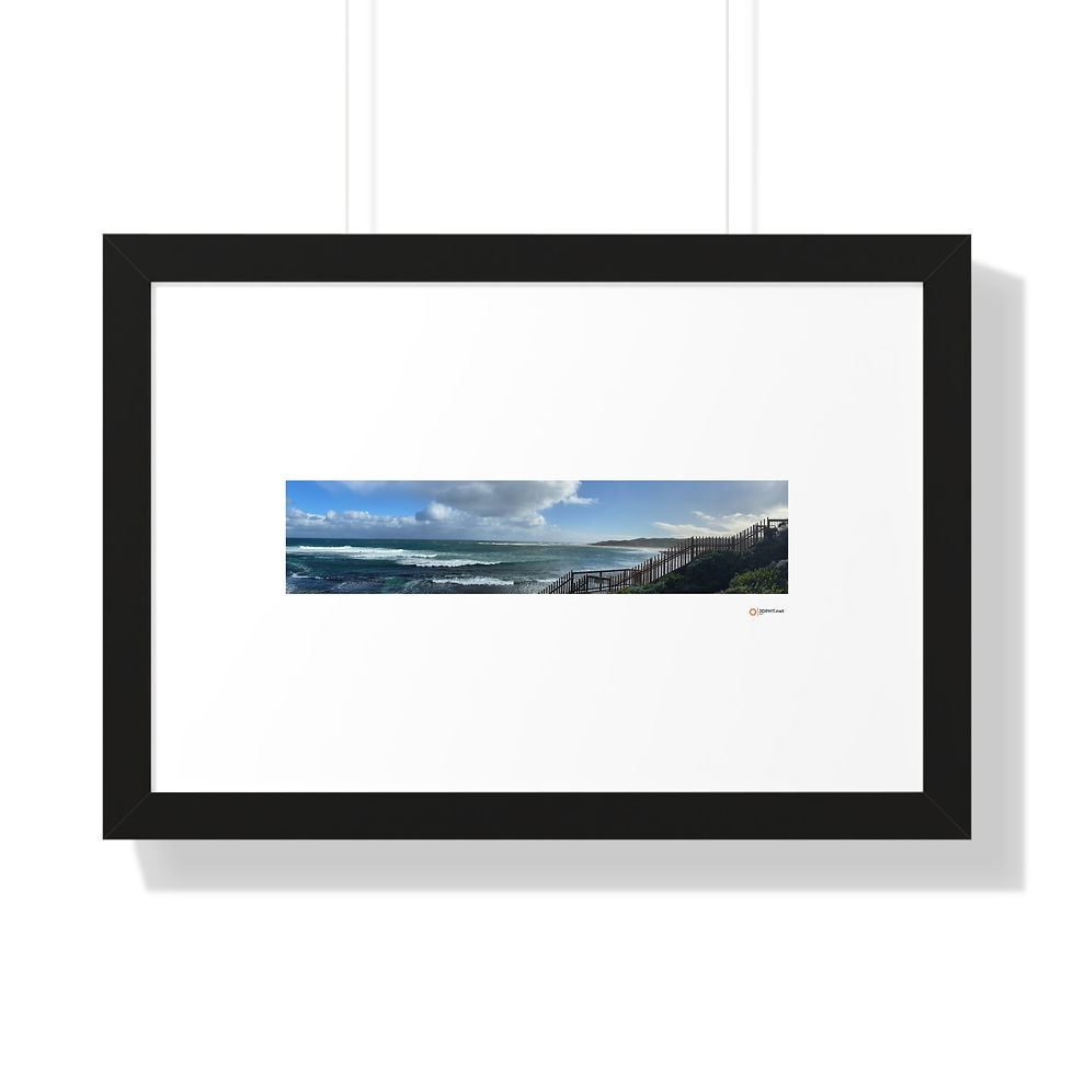 Framed Horizontal Poster — Panoramic Ocean Beach Landscape Print