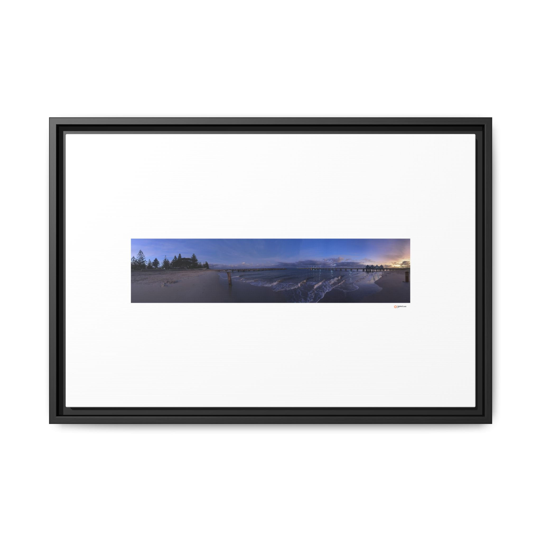Framed Matte Canvas Panorama — Coastal Dusk Landscape