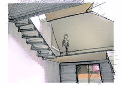 Aanbouw - interieur schets