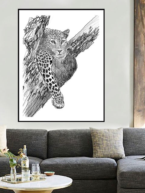 Arte á traço de Onça Pintada em seu habitat