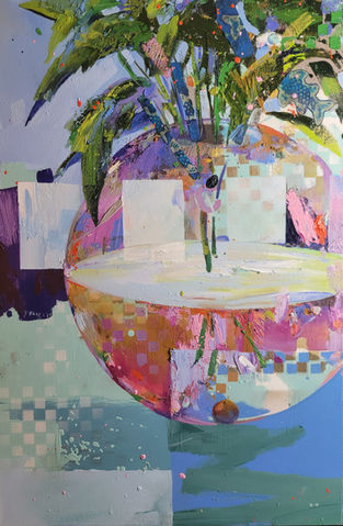 Nicholas Stewart - Swedish Fish, 24x36. Oil collage on canvas.jpg