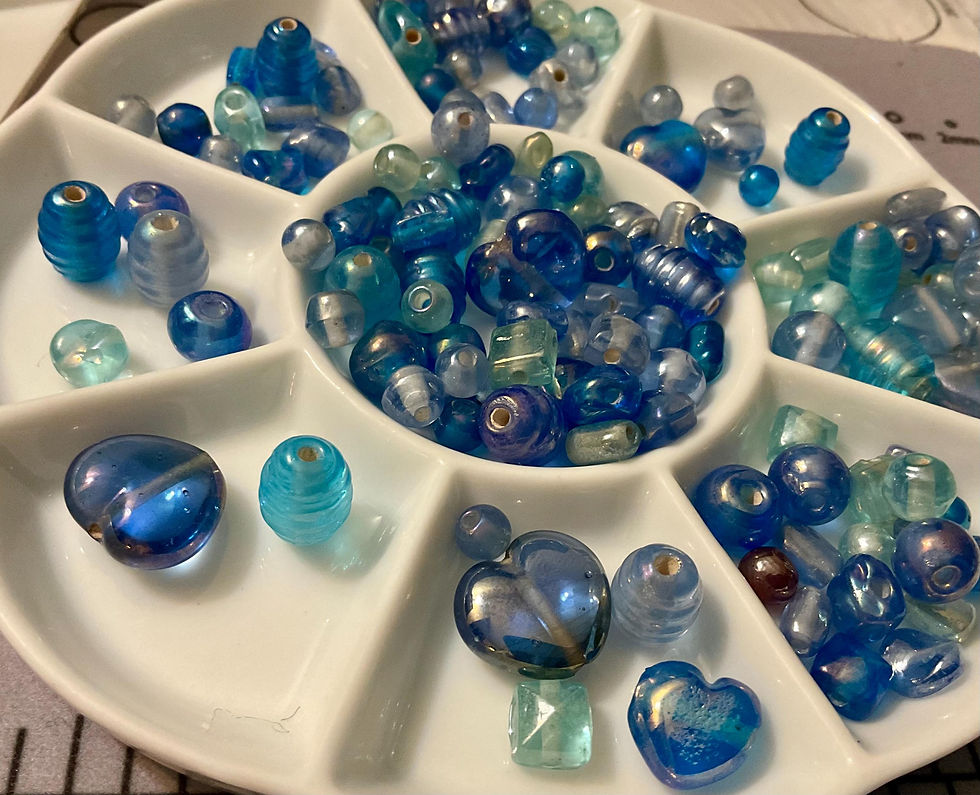 Indian Glass Beads Sea Glass Blue Bead Assortment