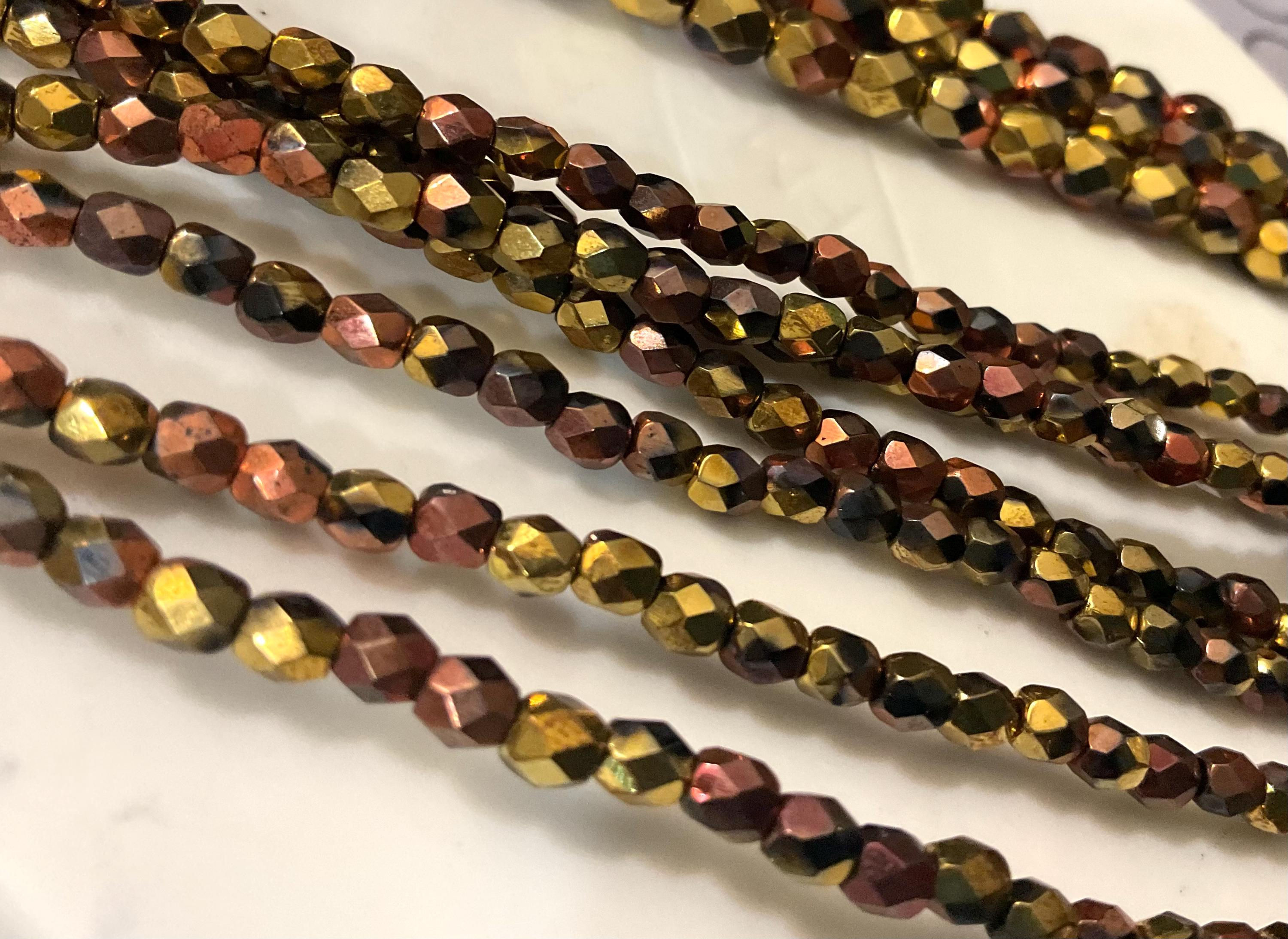 4mm California Gold Rush Czech Glass Fire Polished Beads