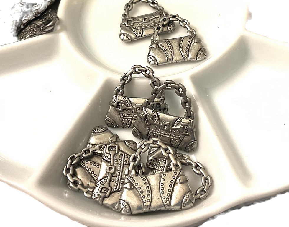 East-West Handbag Charm 3/4" Inch Antiqued Pewter Shoulder Bag