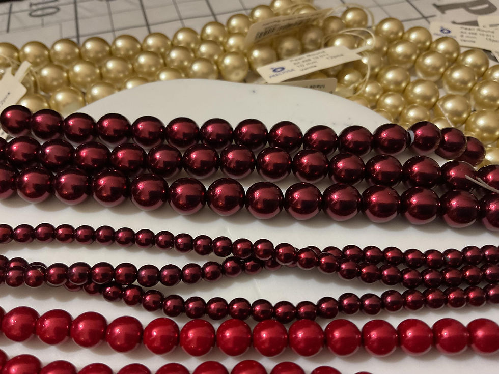 Thumbnail: 4mm 6mm 8mm RED or Bordeaux Preciosa Czech Glass Pearls: Timeless Elegance
