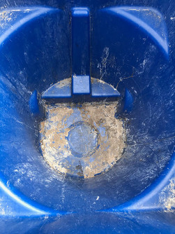 Dirty Blue Trash Bin | Before