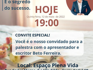 Palestra Equilíbrio é o segredo do sucesso com Beto Ferreira acontece hoje em Santo André