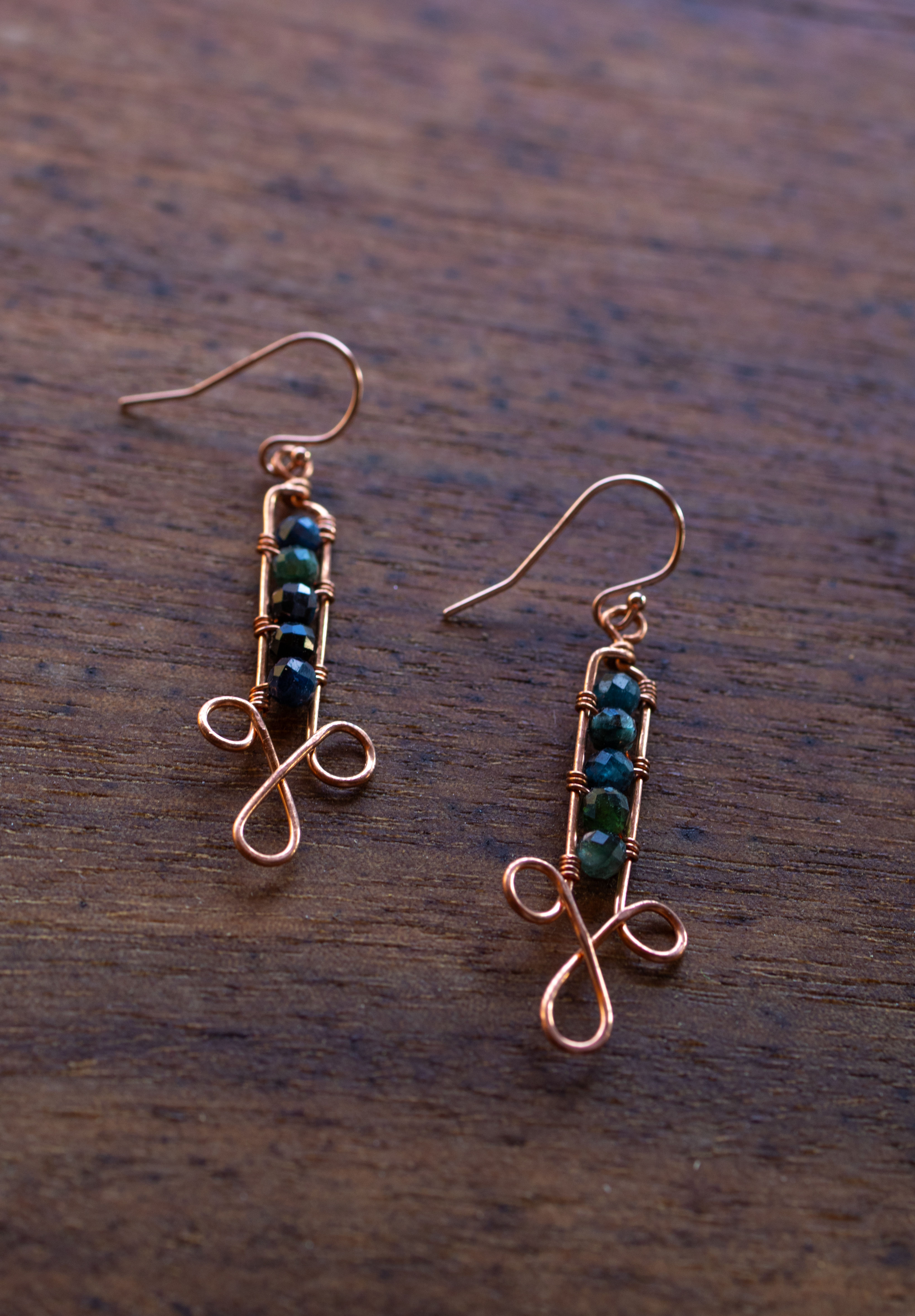 Copper Wire-Wrapped Earrings -Sm