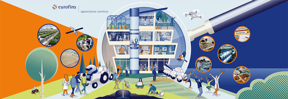 Kunde:
Eurofins

Branche:
Agroscience

​Illustration:
House of Agro Science

​Anwendung:
Infografik
Messewand

​Format:
~ 2m x 4m + 2m x 3m