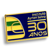 Fabricante de Pins Metalicos Alto Baixo Relevo Esmaltado de Zamac Ayrton Senna Dourado Logo