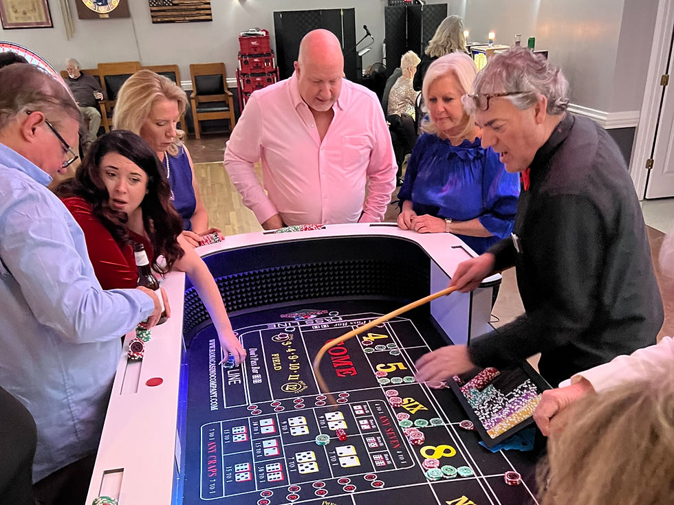 Guests playing craps at a BAMA Casino Company casino party