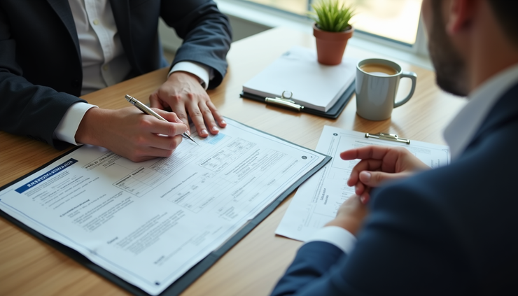 High angle view of a tax advisor reviewing documents with a Virginia S-corp owner