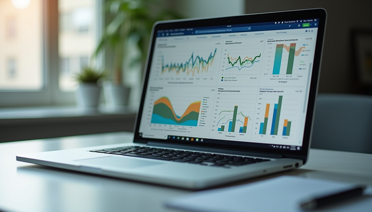 Eye-level view of a laptop screen showing tax software with LLC financial data