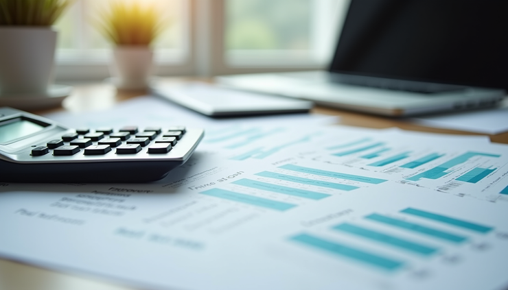 Close-up view of a financial planner's desk with retirement planning documents