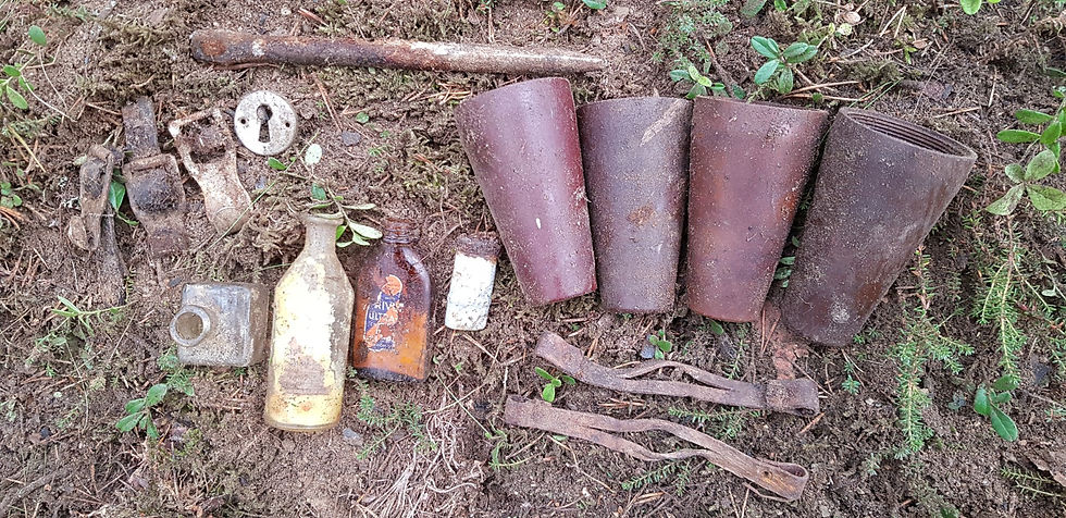 bottles and four bakelite cups