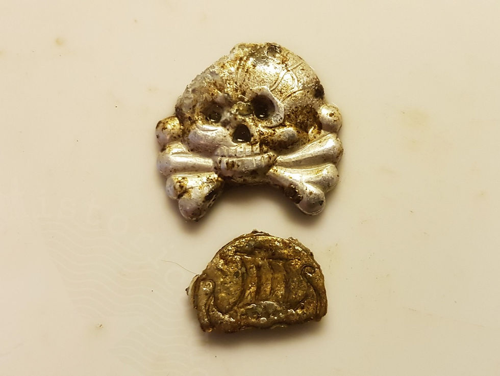 metal skull and viking ship