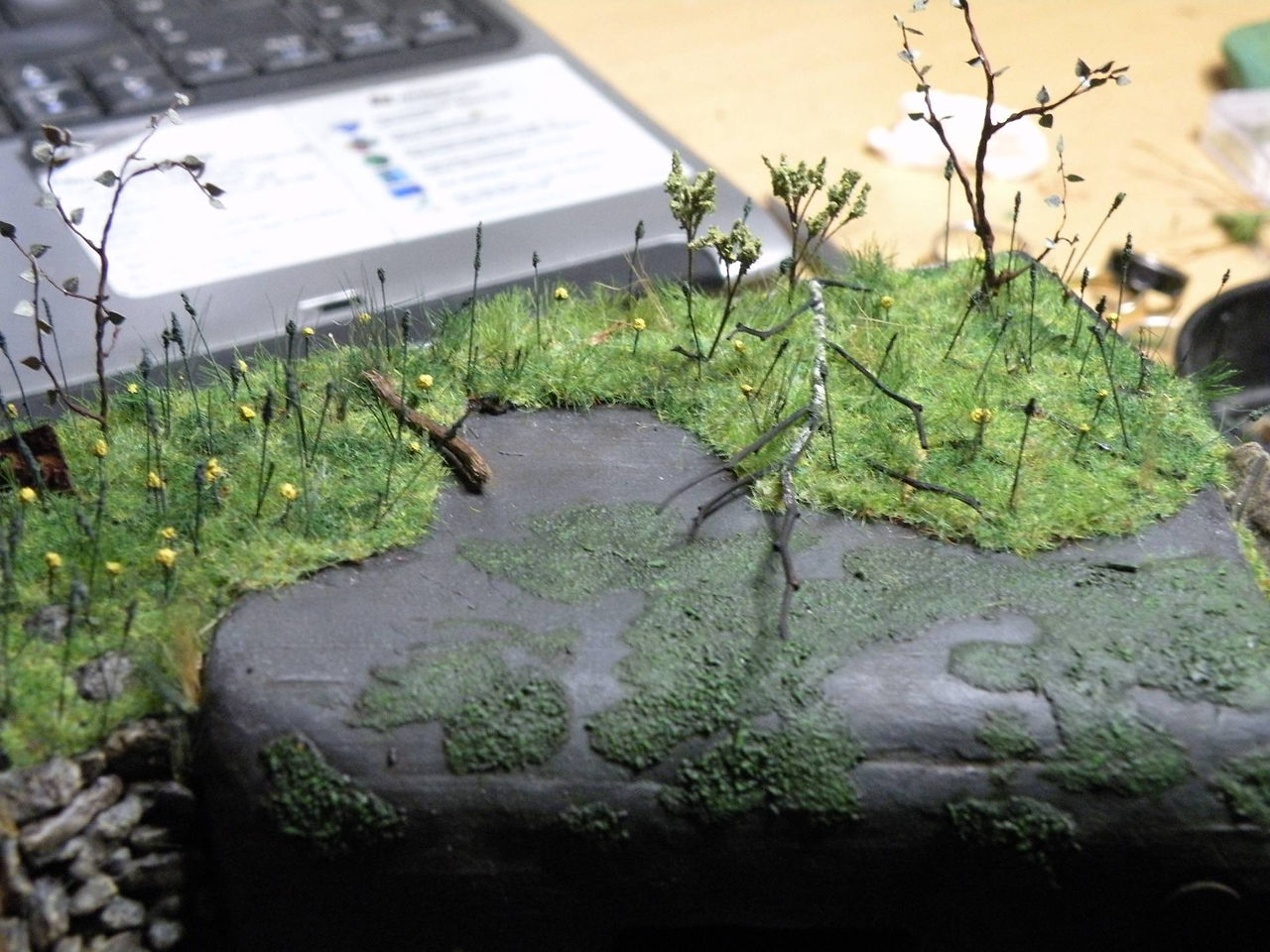 Sapplings made from wire and paper leaves