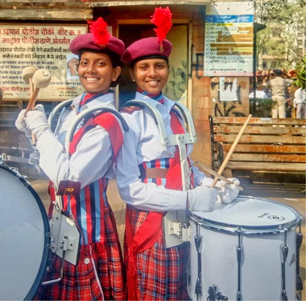 a couple of indian drummer girls