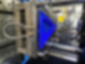 Blue polypropylene component with over moulded TPE rubber foot