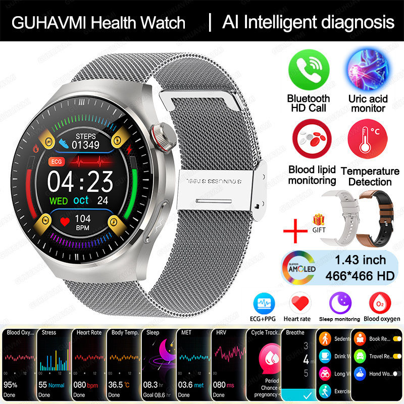 Thumbnail: 2025 New Nursing Grade Smart Watch Blood oxygen Blood Lipid Uric Acid ECG+PPG Bo