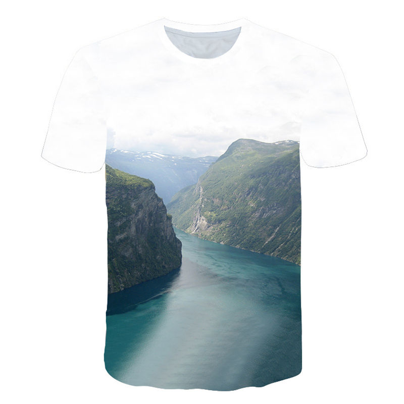 Thumbnail: Graphic T Shirts For Men Fashion Natural Scenery Pattern T Shirt Handsome Casual