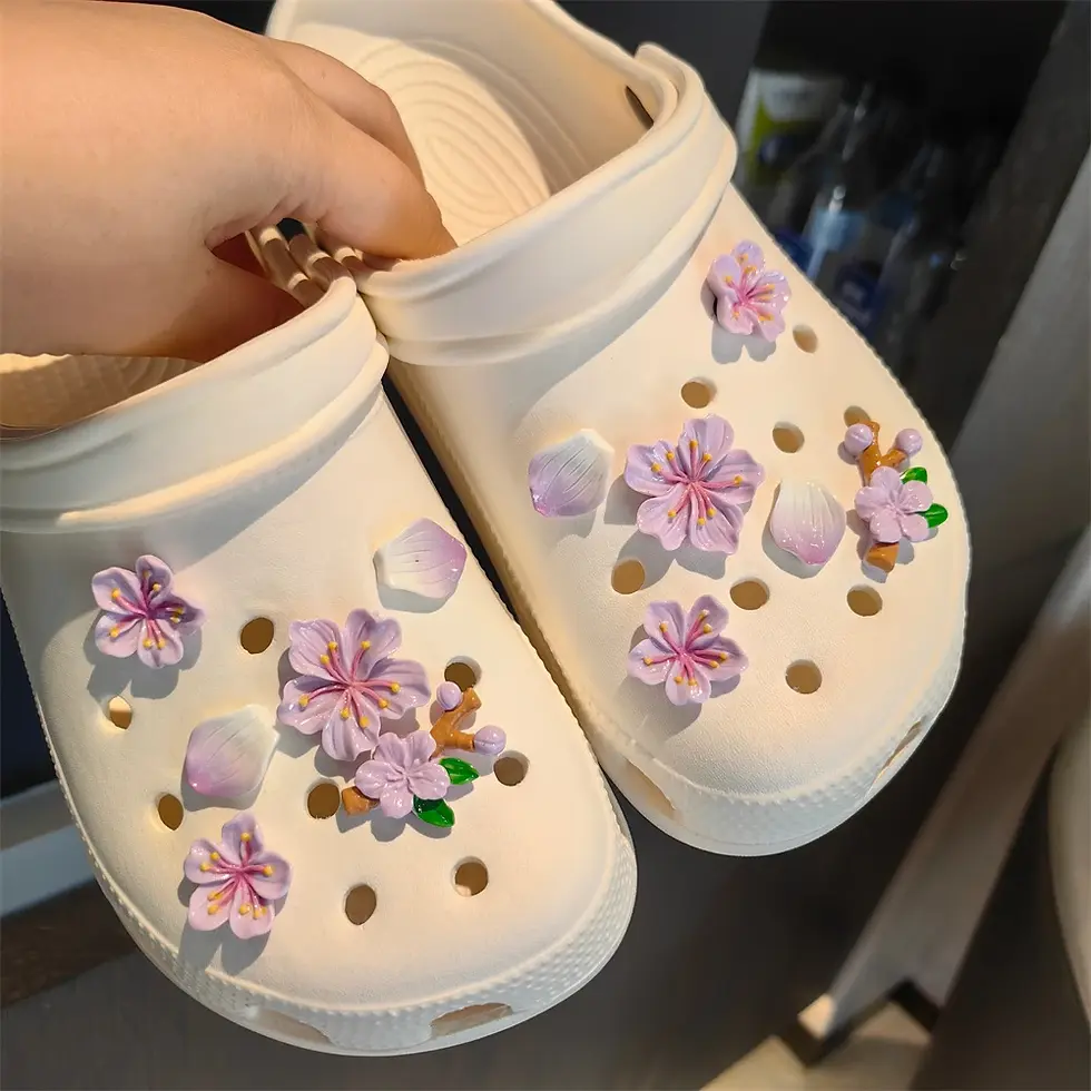 Thumbnail: Purple Flowers Shoe Charms Designer DIY Cute Shoes Decaration Party Accessories 