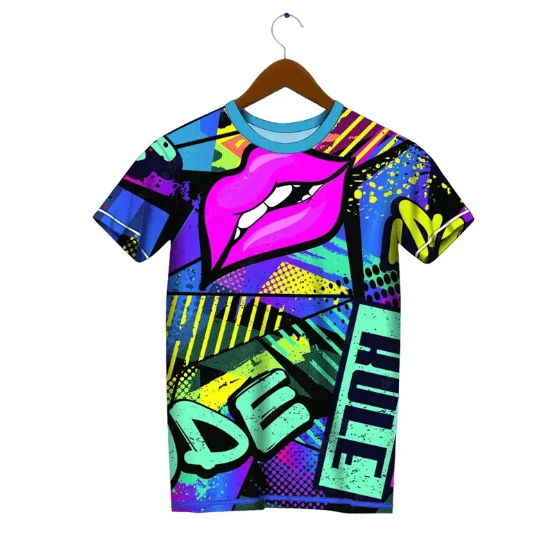 Thumbnail: Trend Graffiti Graphic T Shirts For Men Fashion Summer Short Sleeve 3D Printed K